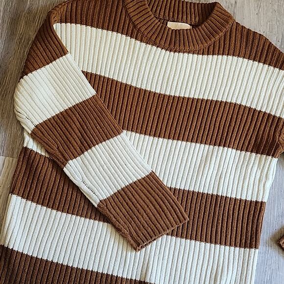 Love For Humanity Brown and Ivory Striped Sweater - Picture 2 of 6